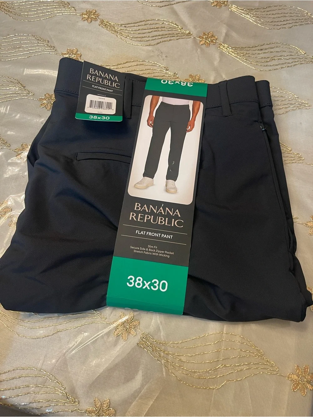 NWT banana republic flat front pants slim fit navy blue size 38X30